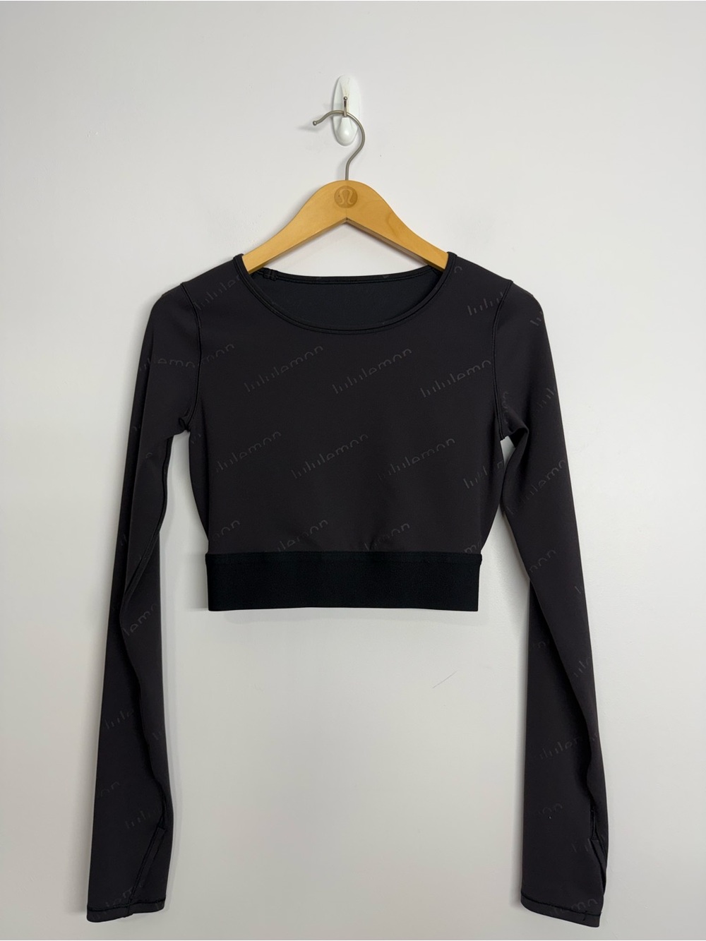 Lululemon Wunder Train Cropped Long Sleeve Special Edition Black 4? 15” PTP